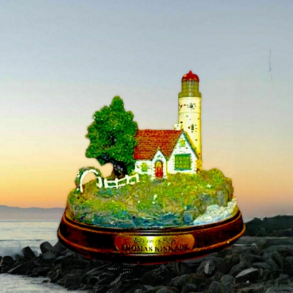 Thomas Kinkade Beacon Of Hope Figure Light Up Light House Tested WORKS - Picture 1 of 10
